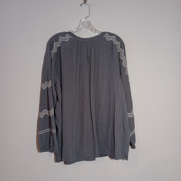 Pure Jill Collection Gray Embroidered Women's Top Size XL - Picture 2 of 7